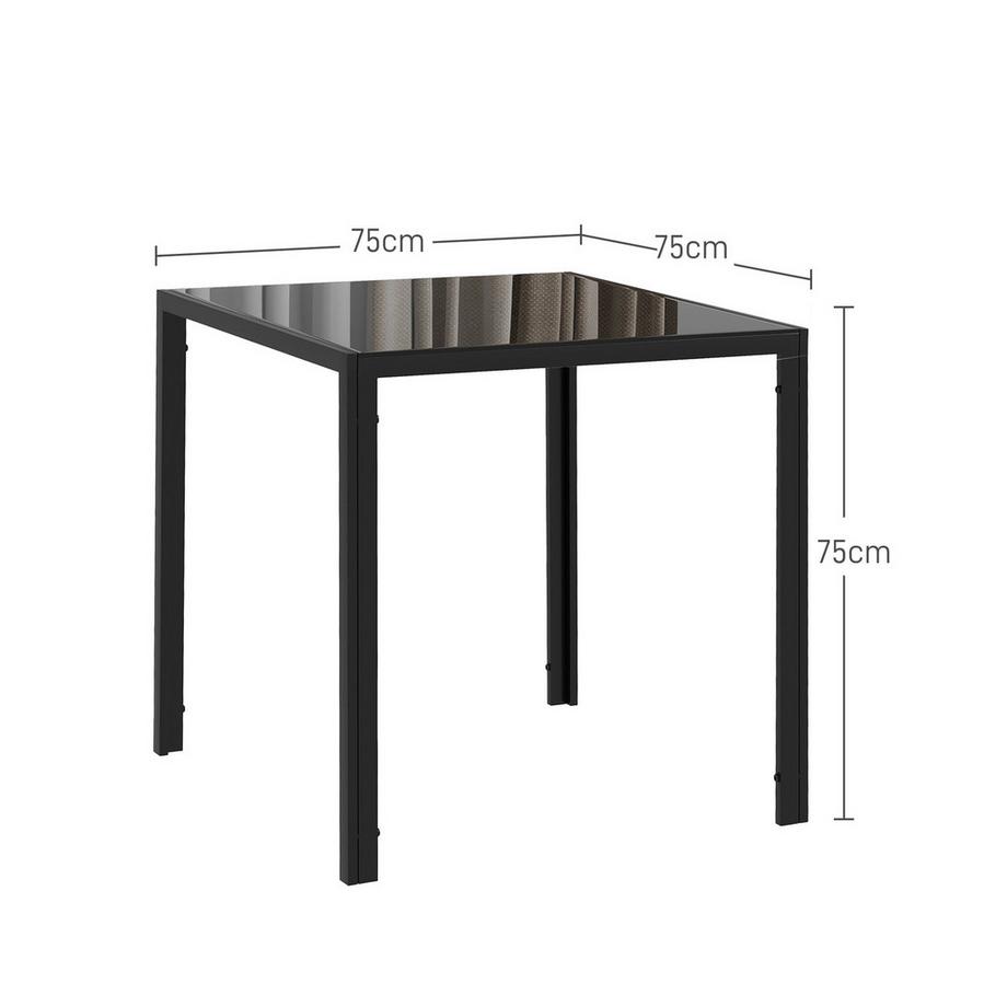 Northio Esstisch Quadratischer Küchentisch für 4 Personen, Esszimmertisch aus Hartglas, bis 80 kg belastbar, für Küche, Esszimmer, 75 x 75 x 75 cm, Schwarz  