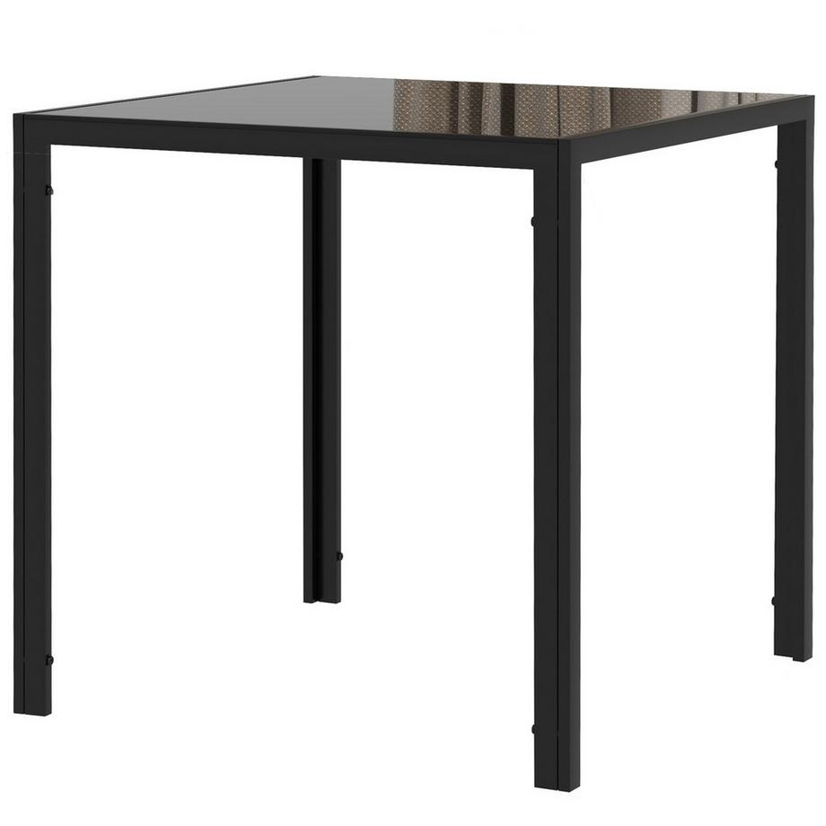 Esstisch Quadratischer Küchentisch für 4 Personen, Esszimmertisch aus Hartglas, bis 80 kg belastbar, für Küche, Esszimmer, 75 x 75 x 75 cm, Schwarz
