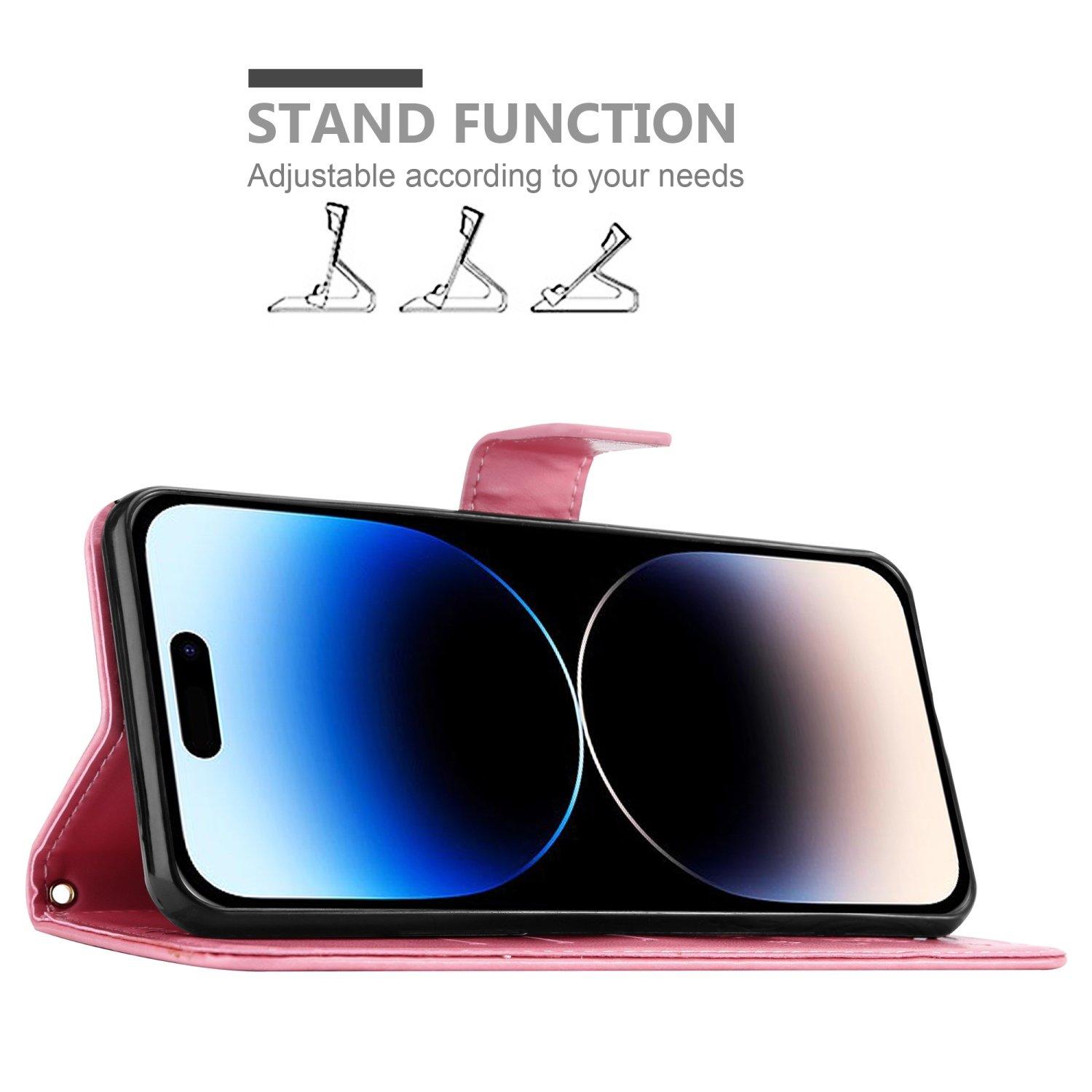 Cadorabo  Hülle für Apple iPhone 14 PRO Blumen Design Magnetverschluss 