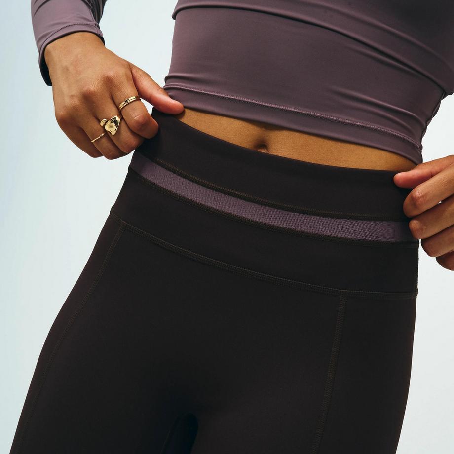 DOMYOS  Legging de sport galbant femme, Collection limitée Pilates marron 