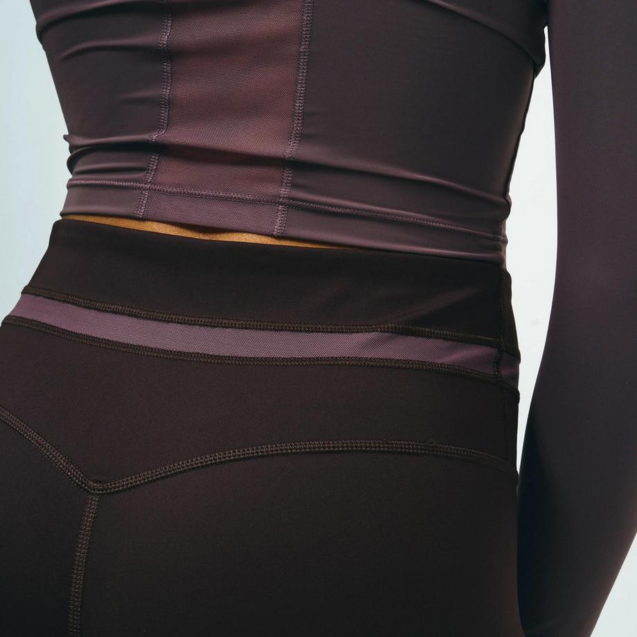 DOMYOS  Legging de sport galbant femme, Collection limitée Pilates marron 