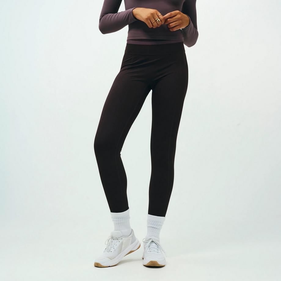 Legging de sport galbant femme, Collection limitée Pilates marron