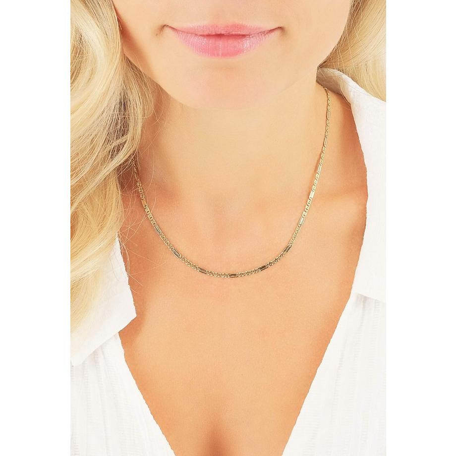 MUAU Schmuck  Collier fantaisie bicolore jaune/blanc or 750, 2.5mm, 42cm 