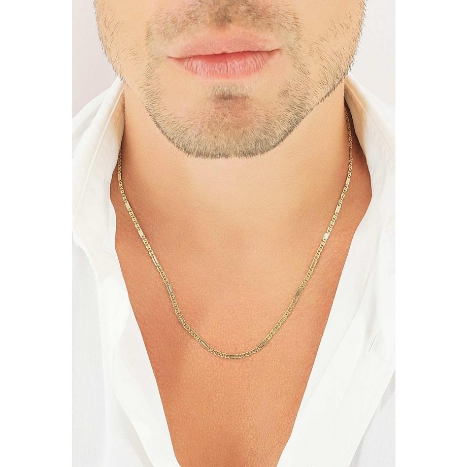 MUAU Schmuck  Collier fantaisie bicolore jaune/blanc or 750, 2.5mm, 42cm 