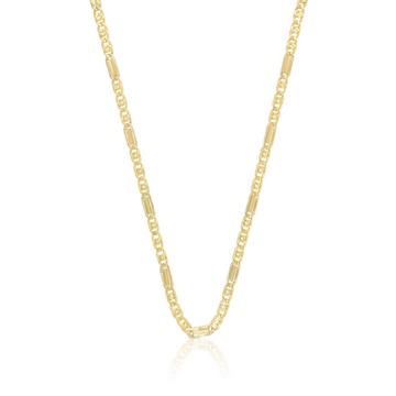 Collier fantaisie bicolore jaune/blanc or 750, 2.5mm, 42cm