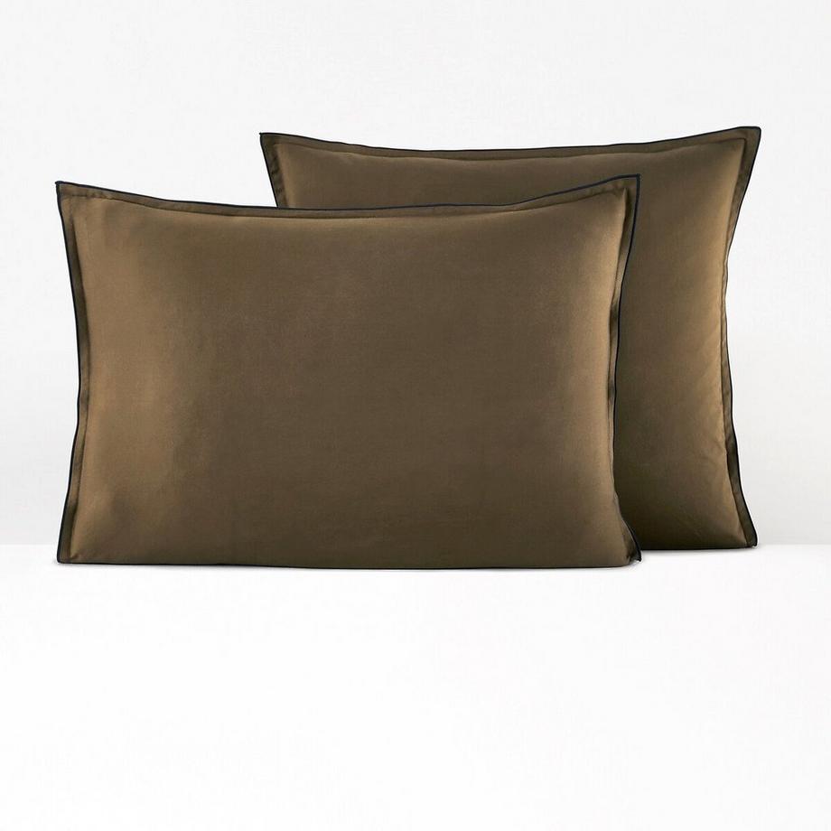 Taie d'oreiller satin de coton lavé