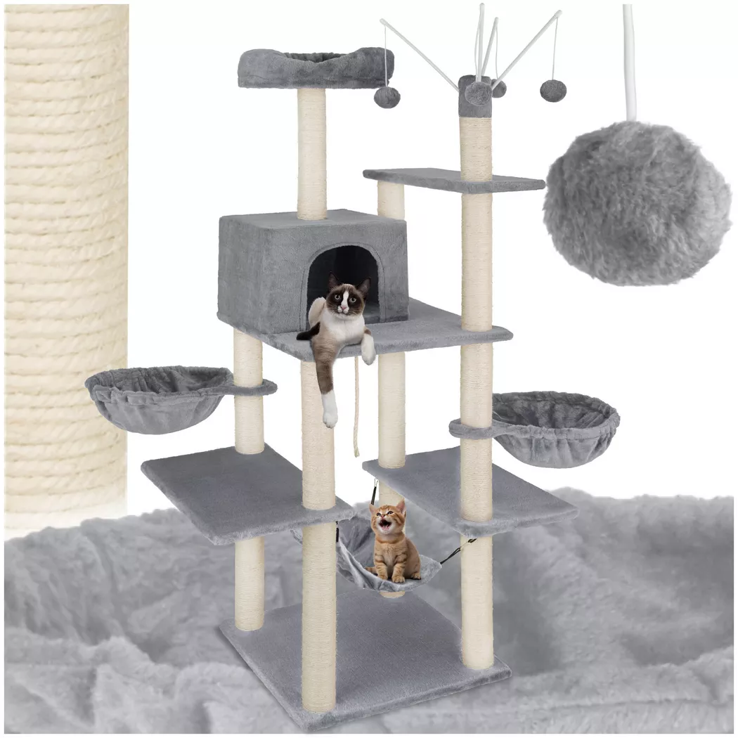 Tectake - Kratzbaum Lilou 165 cm Sisal, One Size, Grau