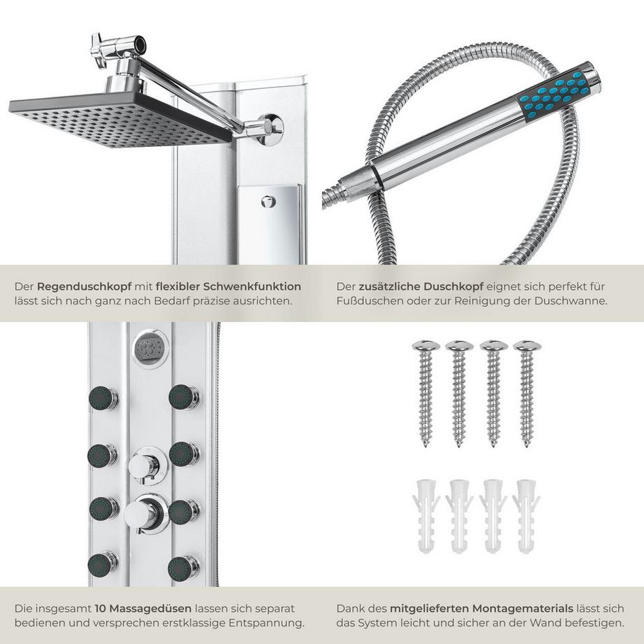 Tectake Colonne de douche  en aluminium  