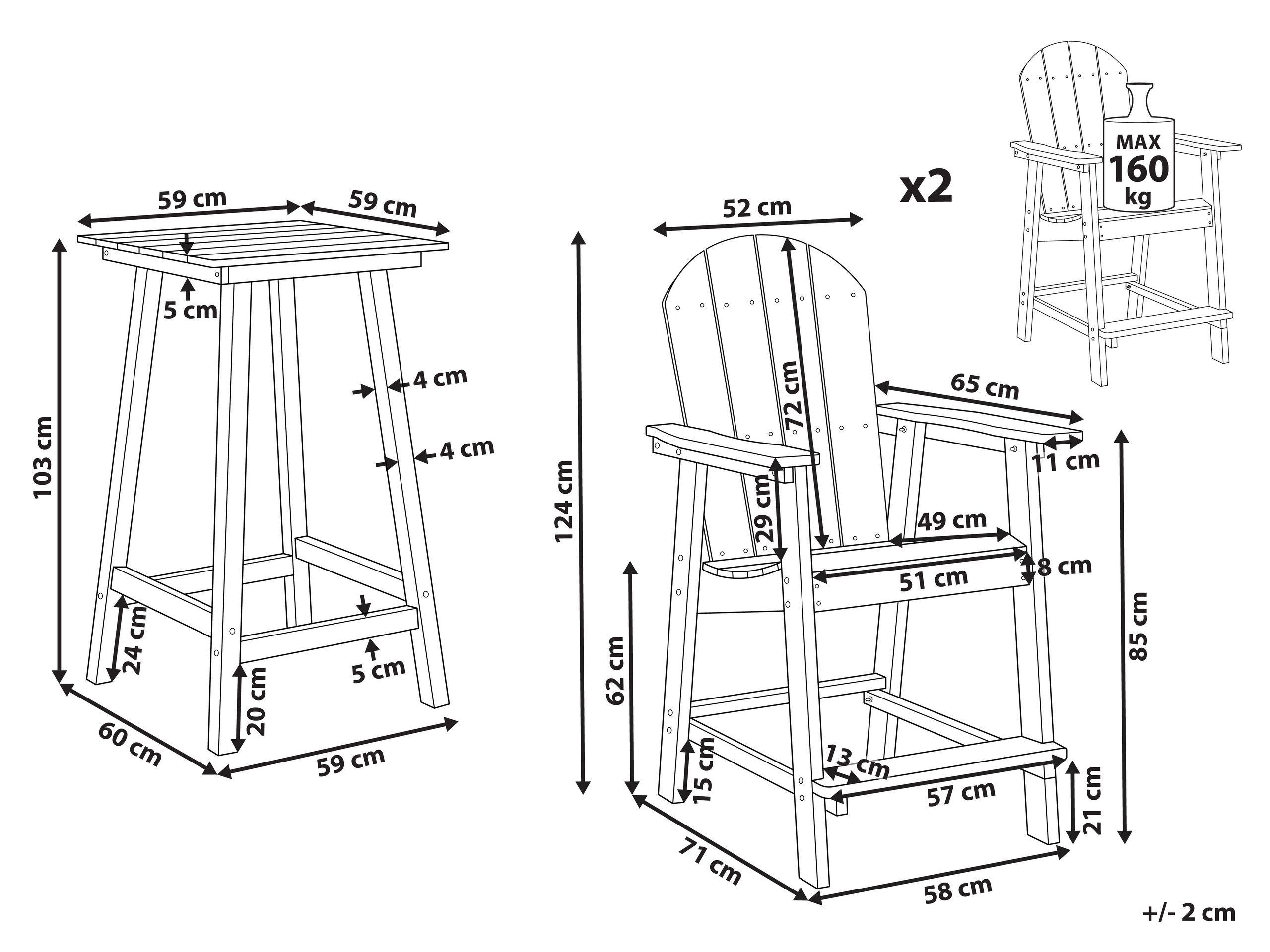 Beliani Ensemble pour bistro en Matière synthétique Traditionnel ADIRONDACK  