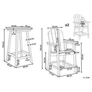 Beliani Ensemble pour bistro en Matière synthétique Traditionnel ADIRONDACK  