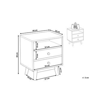Beliani Table de nuit à 2 tiroirs en Panneau de particules Rétro FARGO  