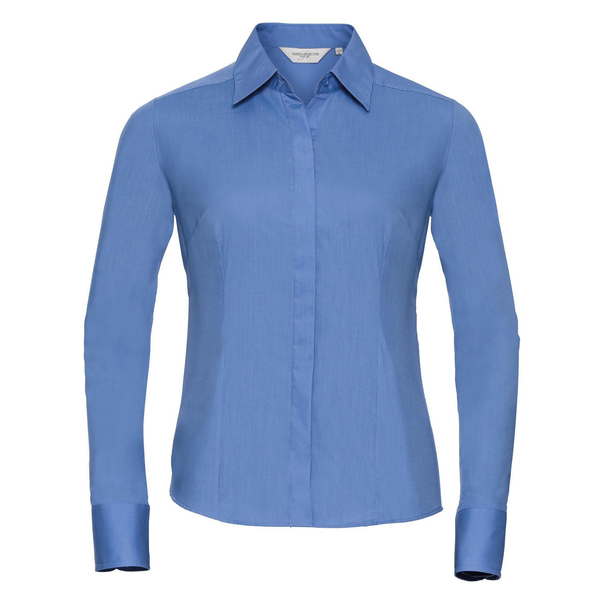 Russell  Collection Popelin Bluse Hemd, Langarm, pflegeleicht, tailliert 