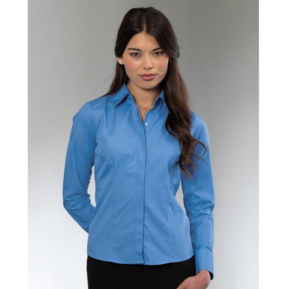 Russell  Collection Popelin Bluse Hemd, Langarm, pflegeleicht, tailliert 