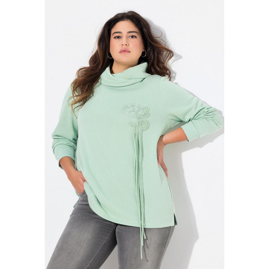 Ulla Popken Felpa Design Floreale Collo Alto Maniche Lunghe  