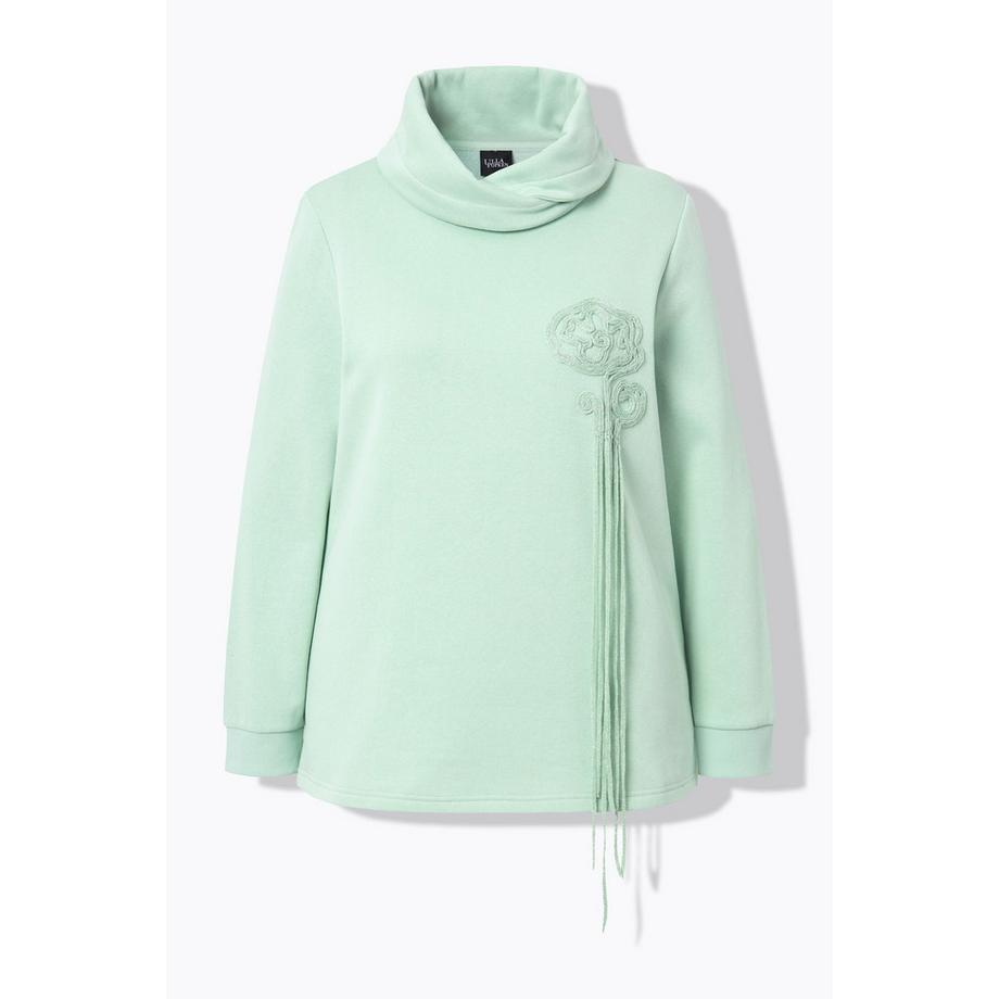 Ulla Popken Felpa Design Floreale Collo Alto Maniche Lunghe  