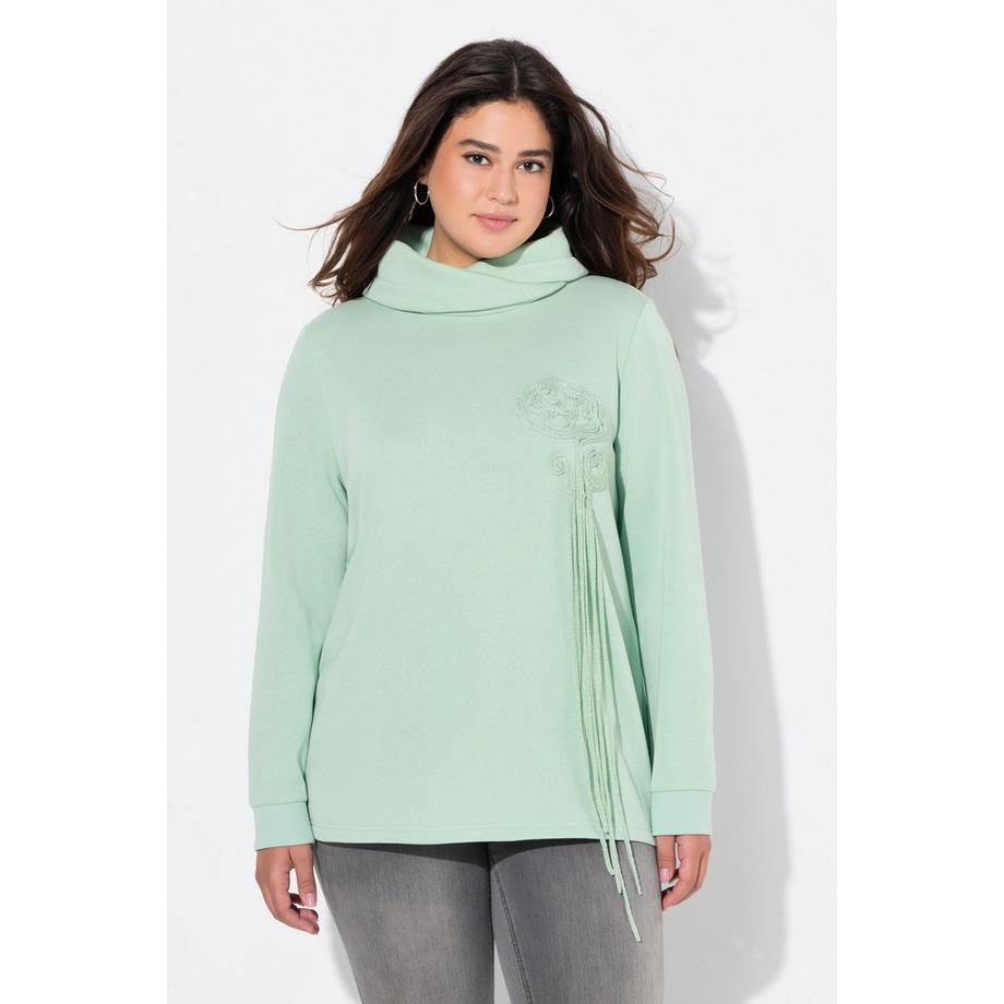 Ulla Popken Felpa Design Floreale Collo Alto Maniche Lunghe  