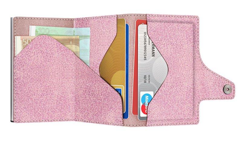 Tru Virtu Wallet CLICK & slide Glitter Rosé, argento  