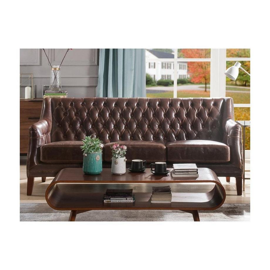 Vente-unique Couchgarnitur Leder 3+1 - Braun - COLBERT  