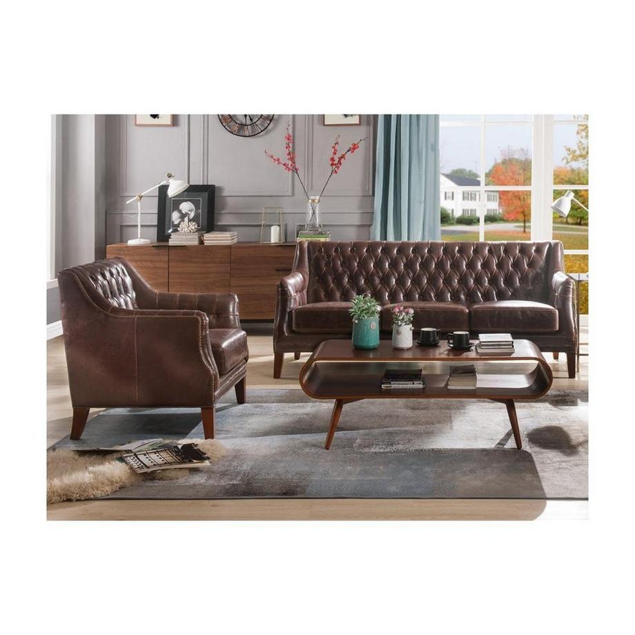 Vente-unique Couchgarnitur Leder 3+1 - Braun - COLBERT  