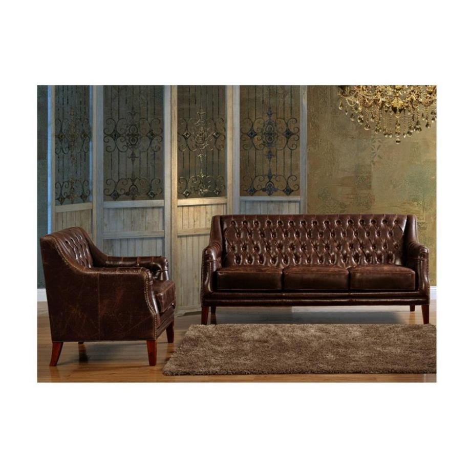 Vente-unique Couchgarnitur Leder 3+1 - Braun - COLBERT  