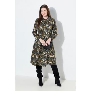 Ulla Popken Abito Chemisier Stampa Gufi Maniche Lunghe  