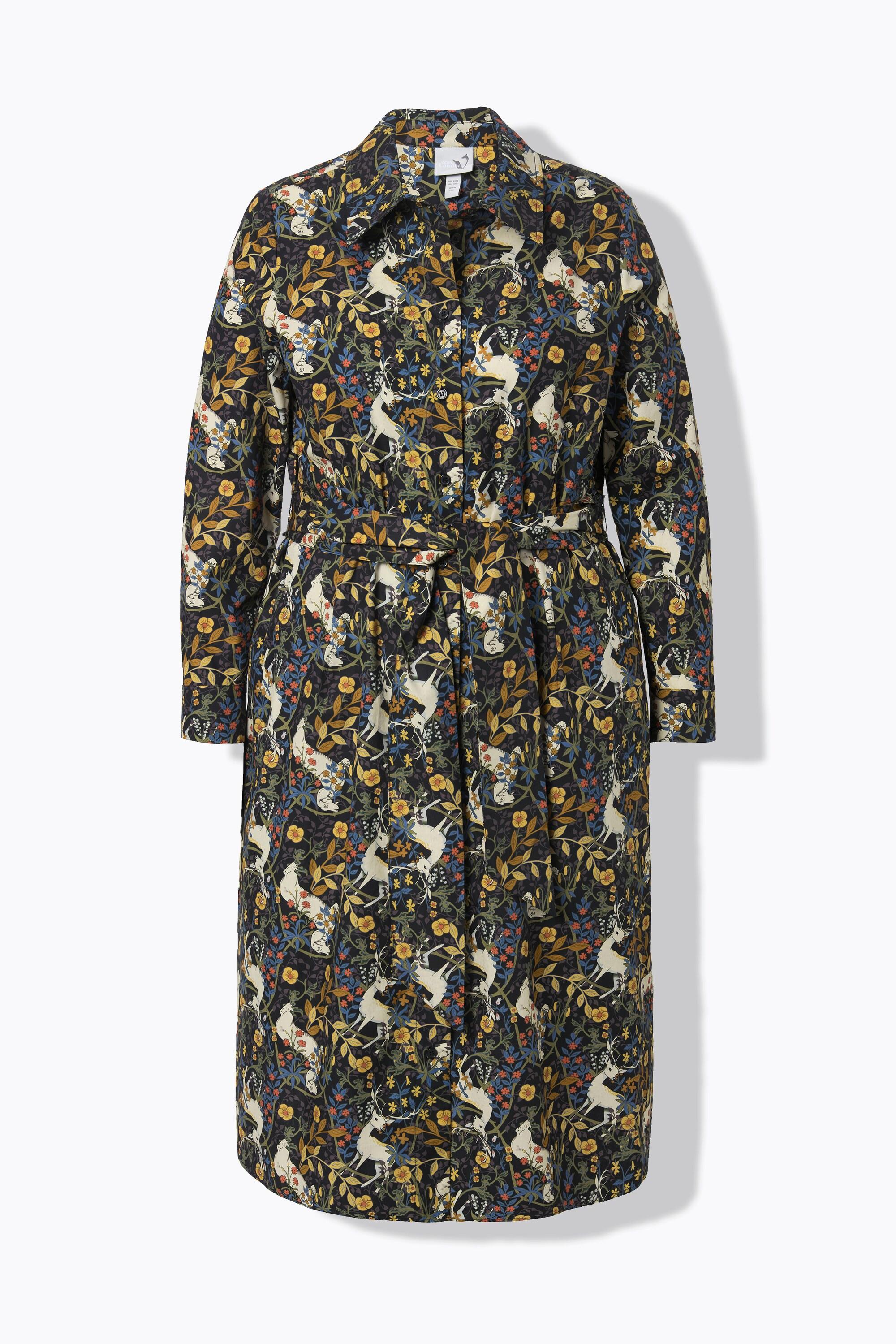 Ulla Popken Abito Chemisier Stampa Gufi Maniche Lunghe  