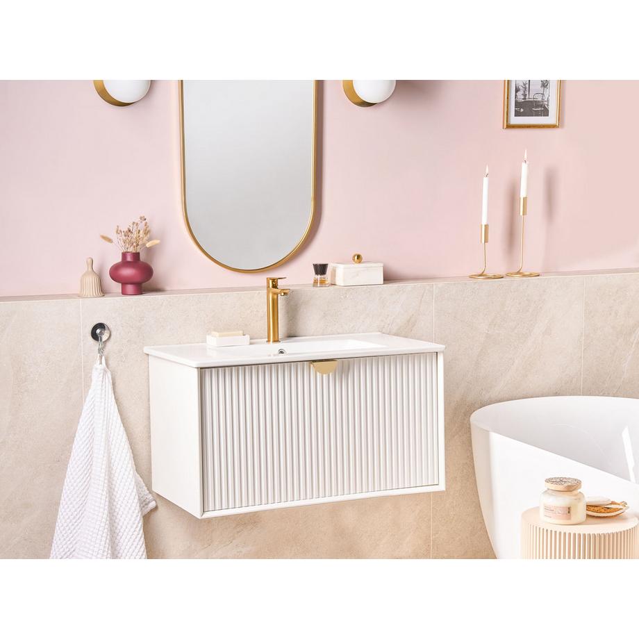 Beliani Mobiletto con lavabo en Fibra a media densità (MDF) Moderno BONAIRE  