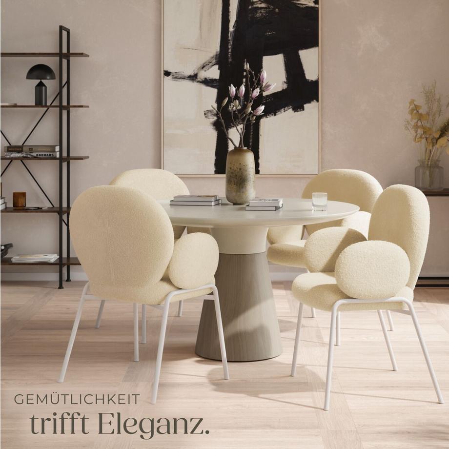 Tectake Sedia  Scandi imbottita, con rivestimento bouclé  