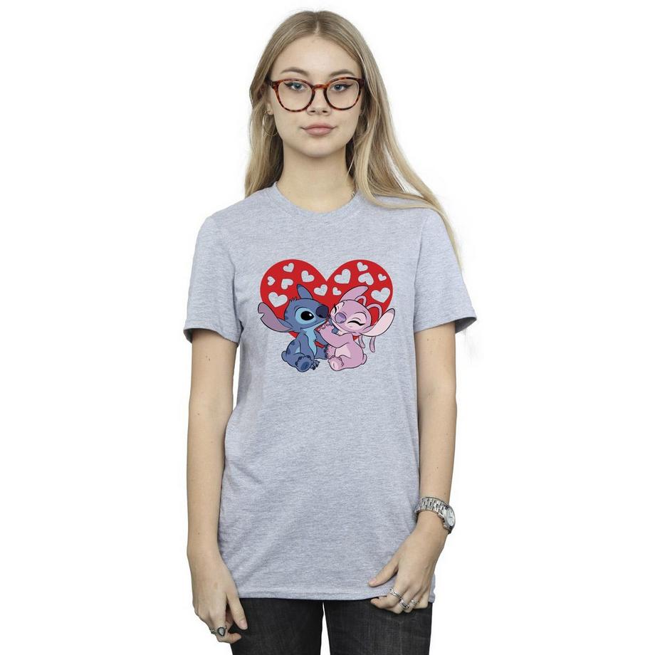 Disney Stitch und Angel Herz Grafik T-Shirt  