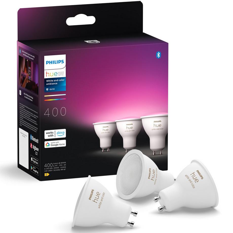 Ambiance Blanc et Couleur GU10 400lm pack de 3