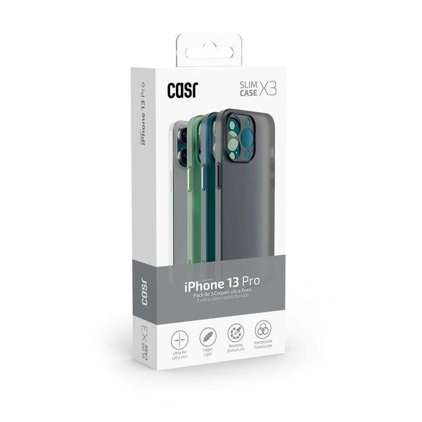 Image of Casr Packung mit 3 ultradünnen Schutzhüllen für iPhone 13 Pro Casr dunkle Farben