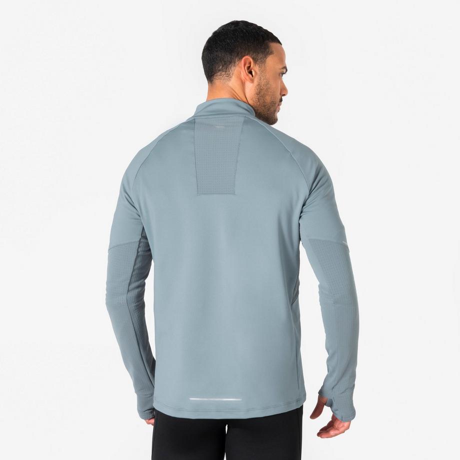 KIPRUN  Laufshirt Langarm  mit Halb-Reissverschluss - Kiprun Run 500 Warm, Grau 