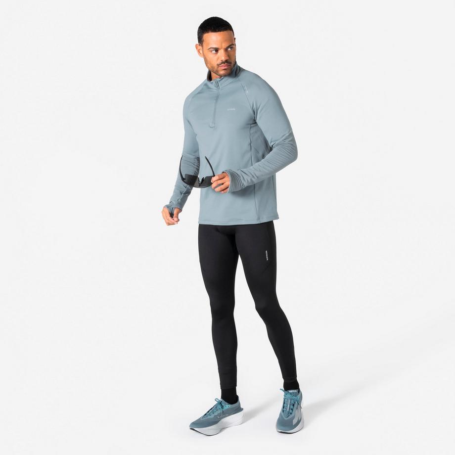 KIPRUN  Laufshirt Langarm  mit Halb-Reissverschluss - Kiprun Run 500 Warm, Grau 