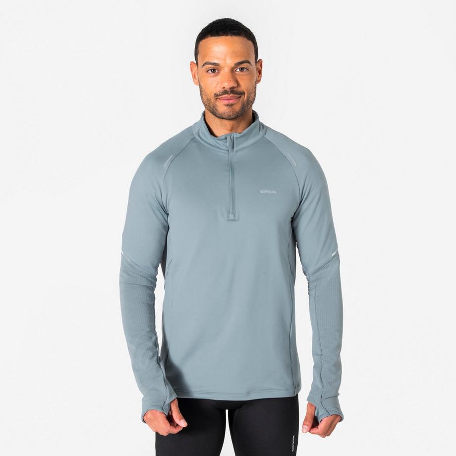 Laufshirt Langarm  mit Halb-Reissverschluss - Kiprun Run 500 Warm, Grau
