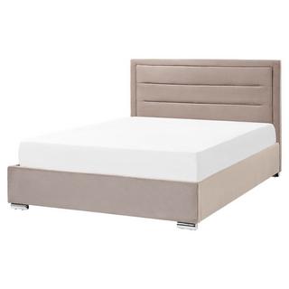 Beliani Lit avec coffre de rangement en Velours Moderne ROUEN  