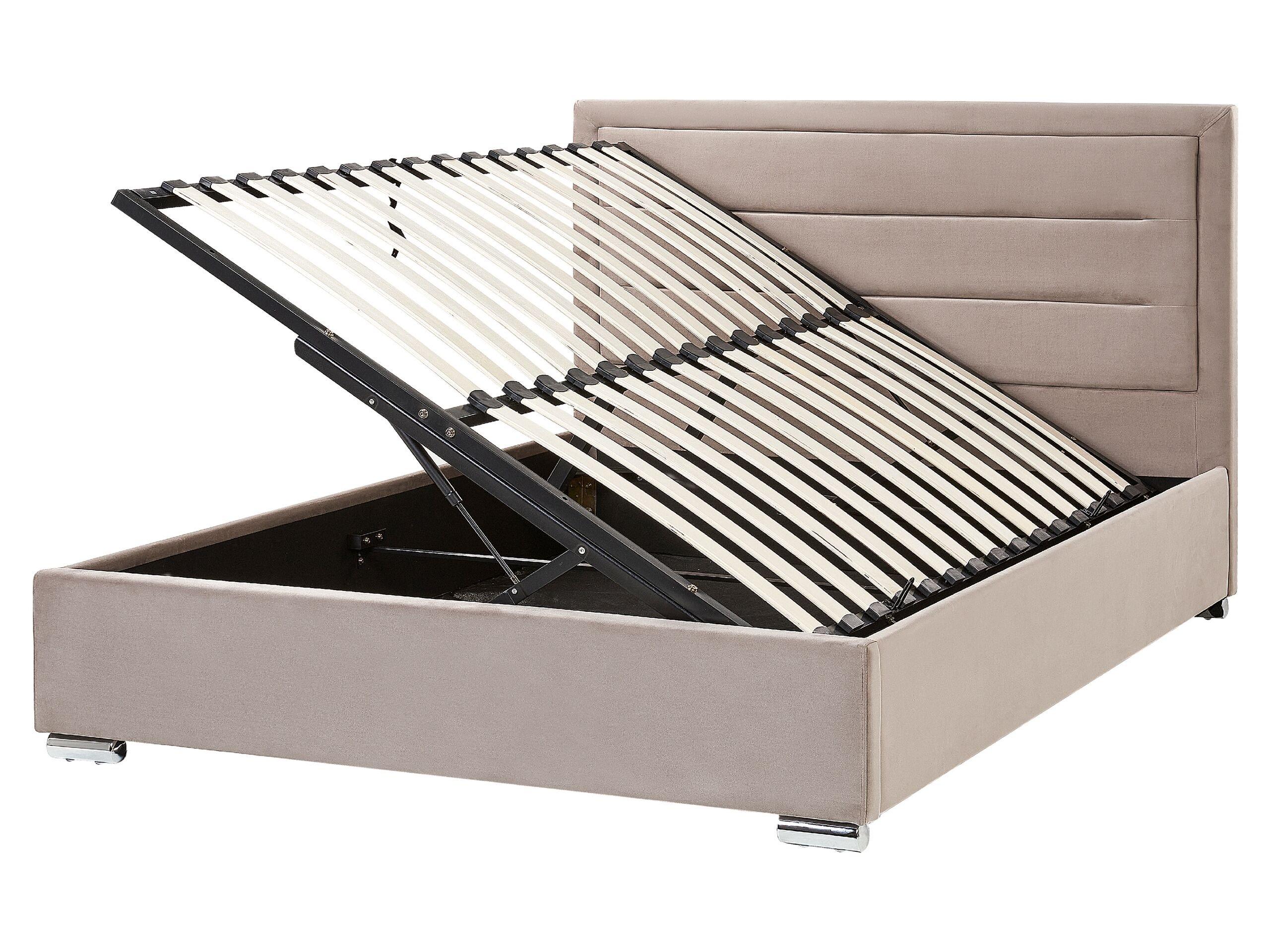 Beliani Lit avec coffre de rangement en Velours Moderne ROUEN  