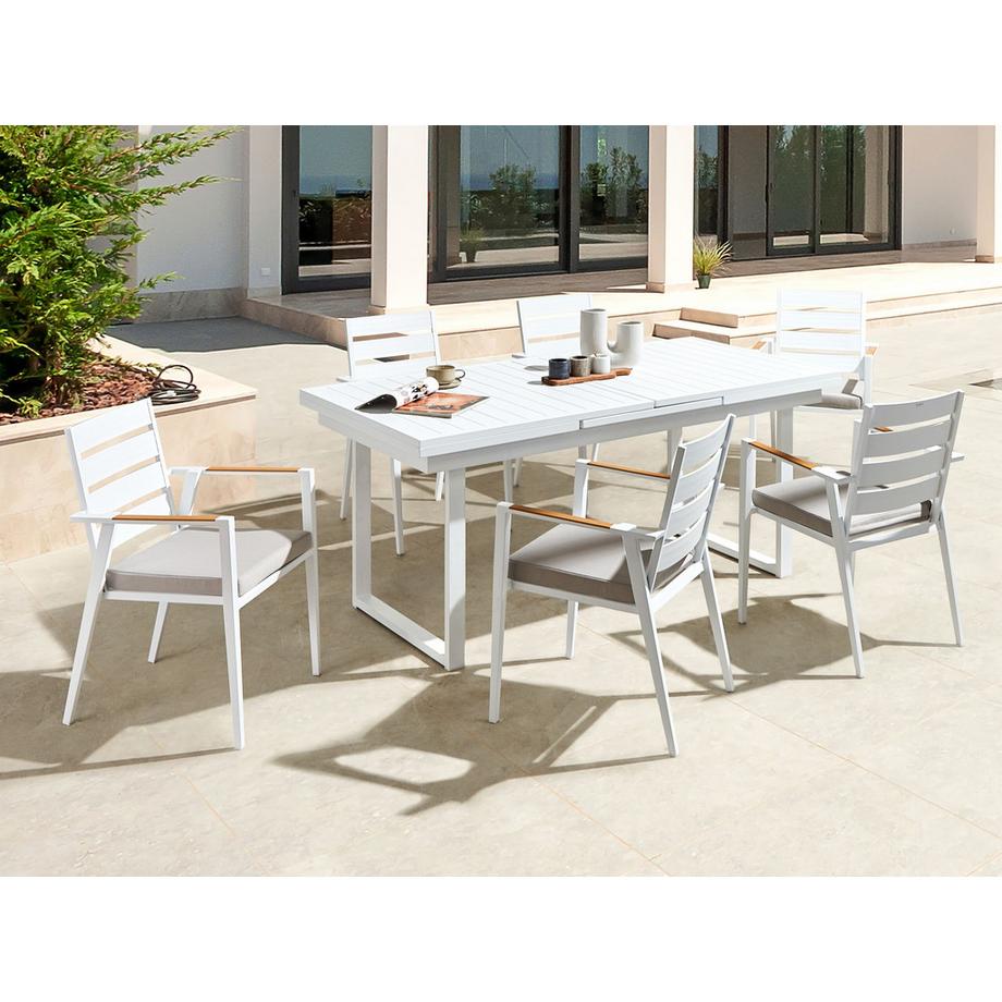 Beliani Garten-Essgruppe für 6 Personen aus Aluminium  VALCANETTO/TAVIANO  