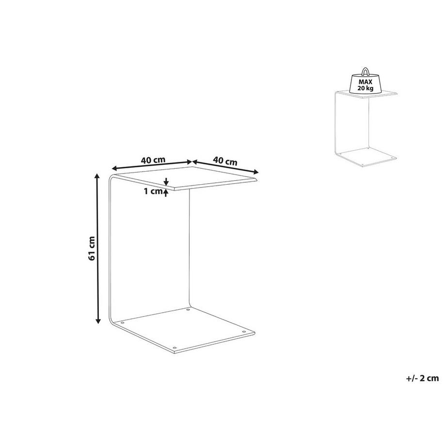 Beliani Table d'appoint en Verre de sécurité  LOURDES  