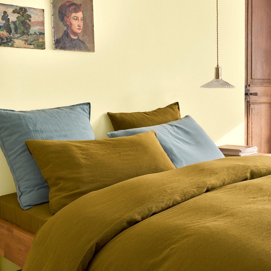 La Redoute Intérieurs Taie d'oreiller unie en coton/lin lavé  