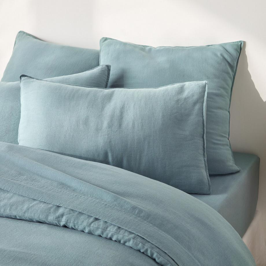 La Redoute Intérieurs Taie d'oreiller unie en coton/lin lavé  