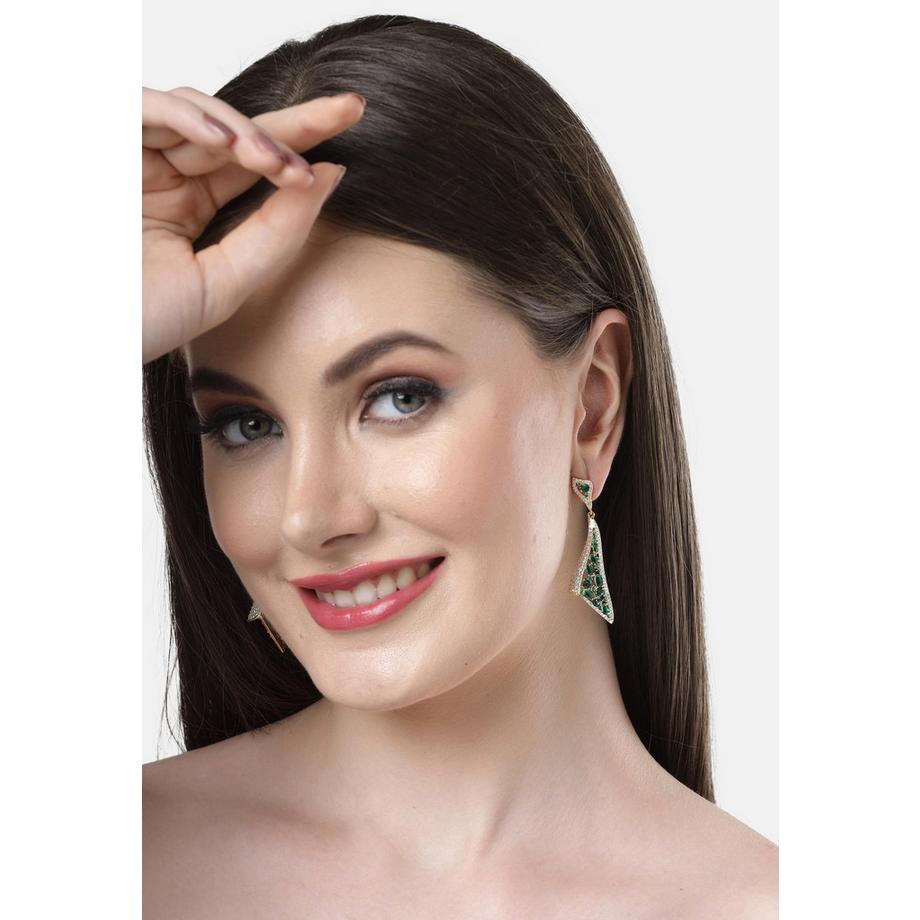 AVANT-GARDE PARIS  Collezione Diva Orecchini Pendenti Triangolari Cavi in Zirconia 