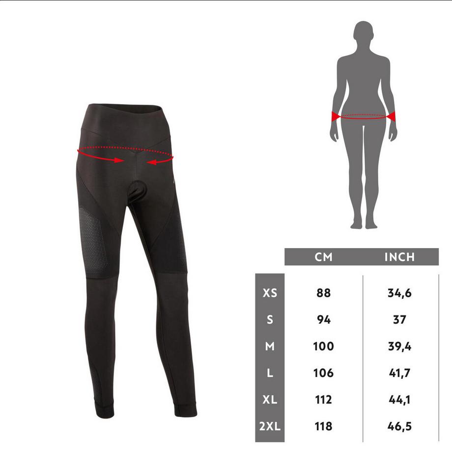 ROCKRIDER  Pantaloni da ciclismo donna lunghi invernali poliammide 