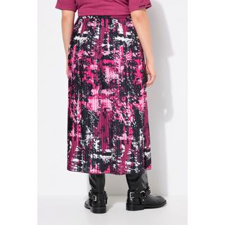 Ulla Popken Plissee Patchwork A-Linie Midirock mit Elastikbund  