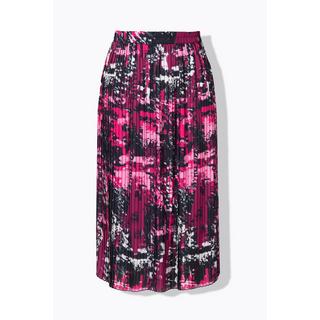 Ulla Popken Plissee Patchwork A-Linie Midirock mit Elastikbund  