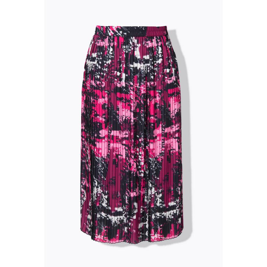 Ulla Popken Gonna Midi Plissettata Patchwork Linea ad A con Elastico in Vita  