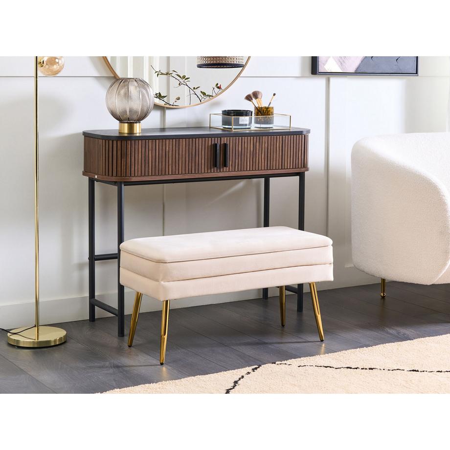 Beliani Sitzbank mit Stauraum aus Samtstoff Glamourös DURHAM  