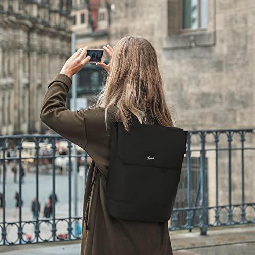 Only-bags.store Sac à dos élégant sac à dos étanche avec compartiment pour ordinateur portable 15,6 pouces et sac antivol pour les voyages, l'université, l'école et le bureau Noir  