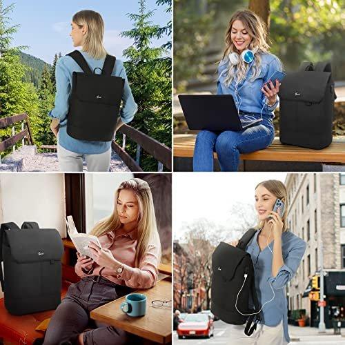 Only-bags.store Sac à dos élégant sac à dos étanche avec compartiment pour ordinateur portable 15,6 pouces et sac antivol pour les voyages, l'université, l'école et le bureau Noir  