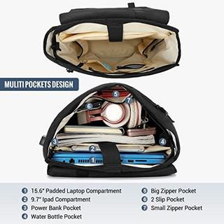 Only-bags.store Sac à dos élégant sac à dos étanche avec compartiment pour ordinateur portable 15,6 pouces et sac antivol pour les voyages, l'université, l'école et le bureau Noir  