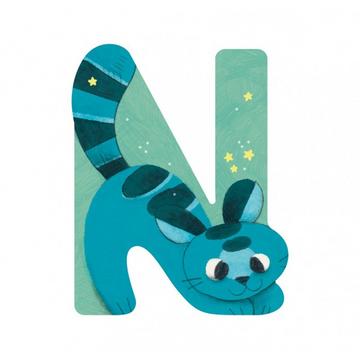 Holzbuchstabe N blau L'alphabet, Moulin Roty